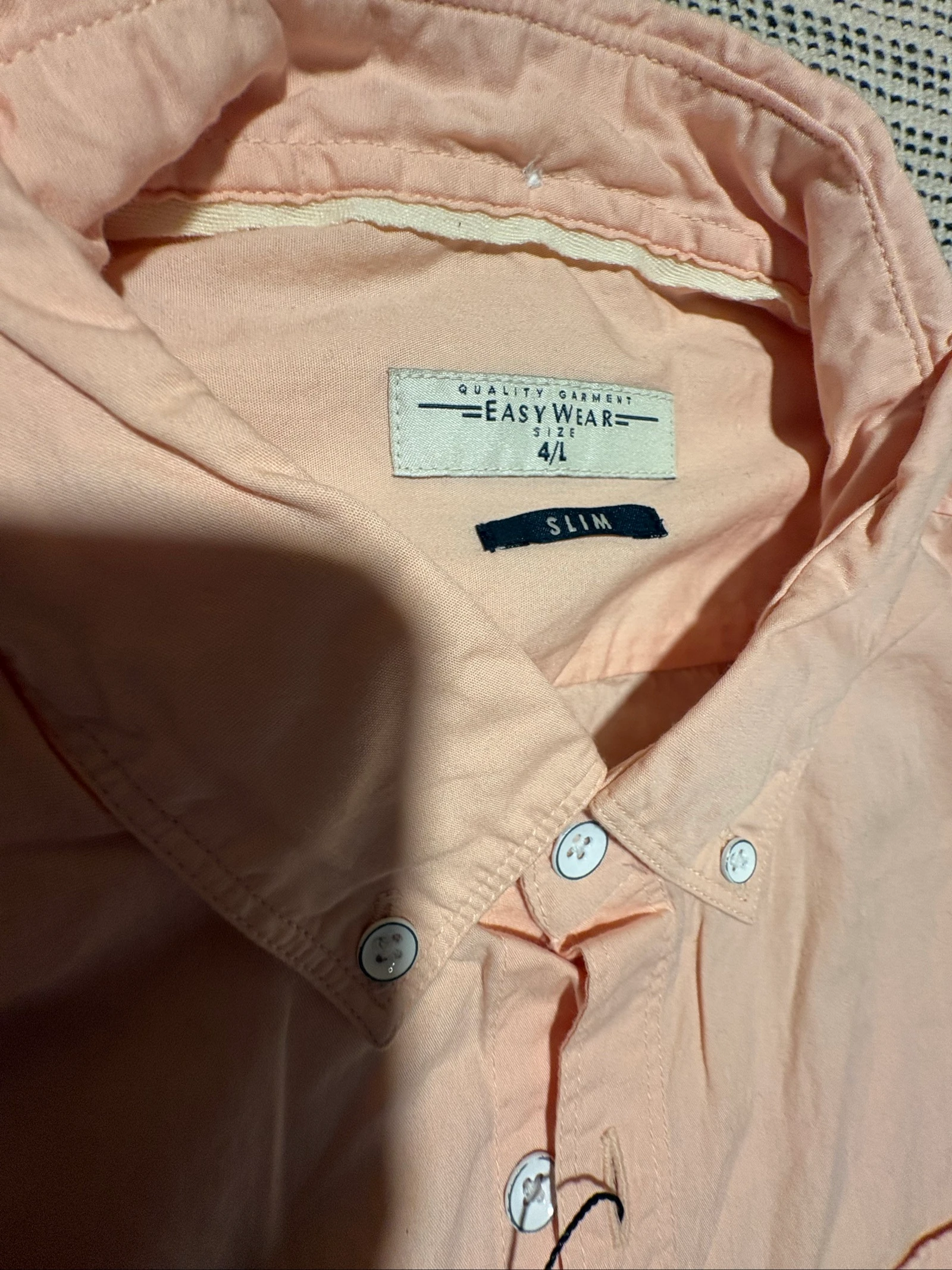 Camisa hombre salmón Easy Wear El Corte Inglés talla L slim fit shirt chemise hemden – photo 3